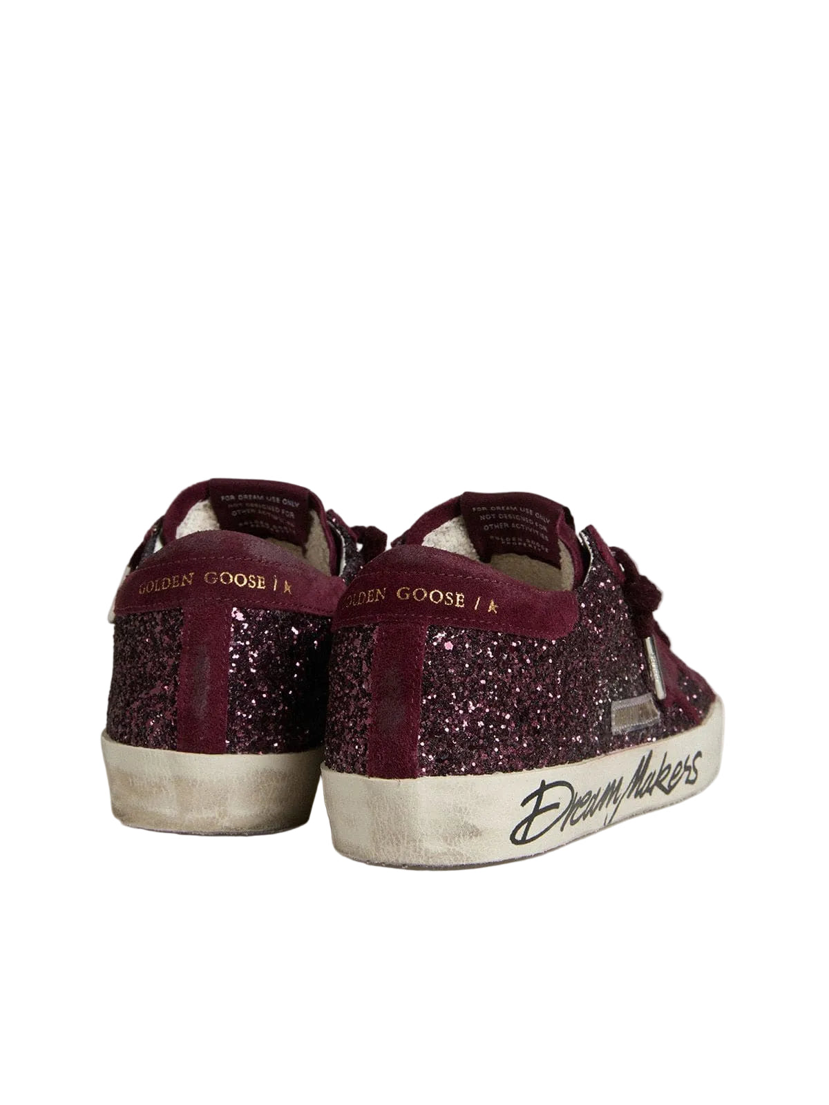 Golden Goose in cherry glitter with cherry suede star