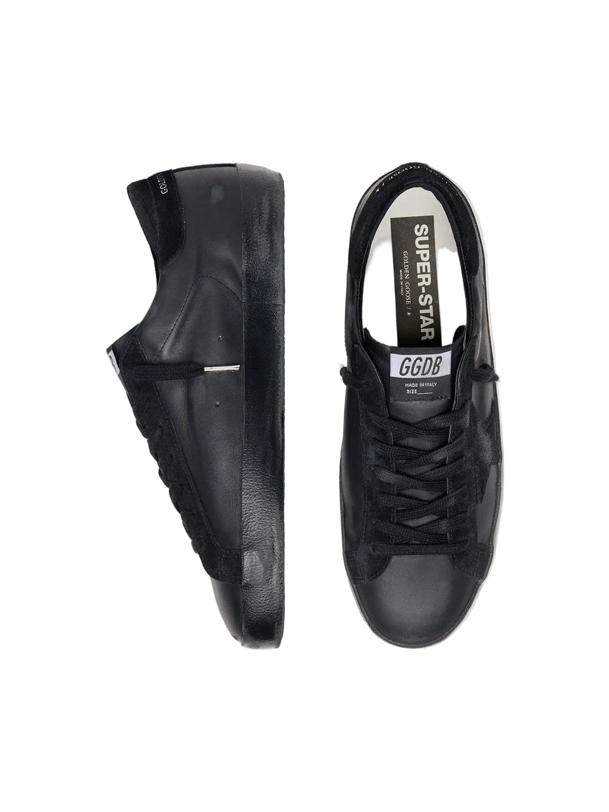 Golden Goose Super-Star in black nappa with black suede star