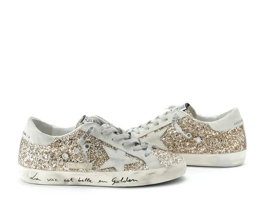 Golden Goose Women's Superstar Glitter Low Top Sneakers in gold