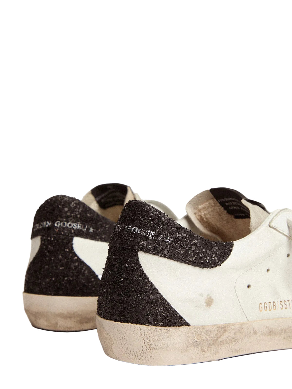 Golden Goose-Star in nappa leather with gold glitter star and black glitter heel tab