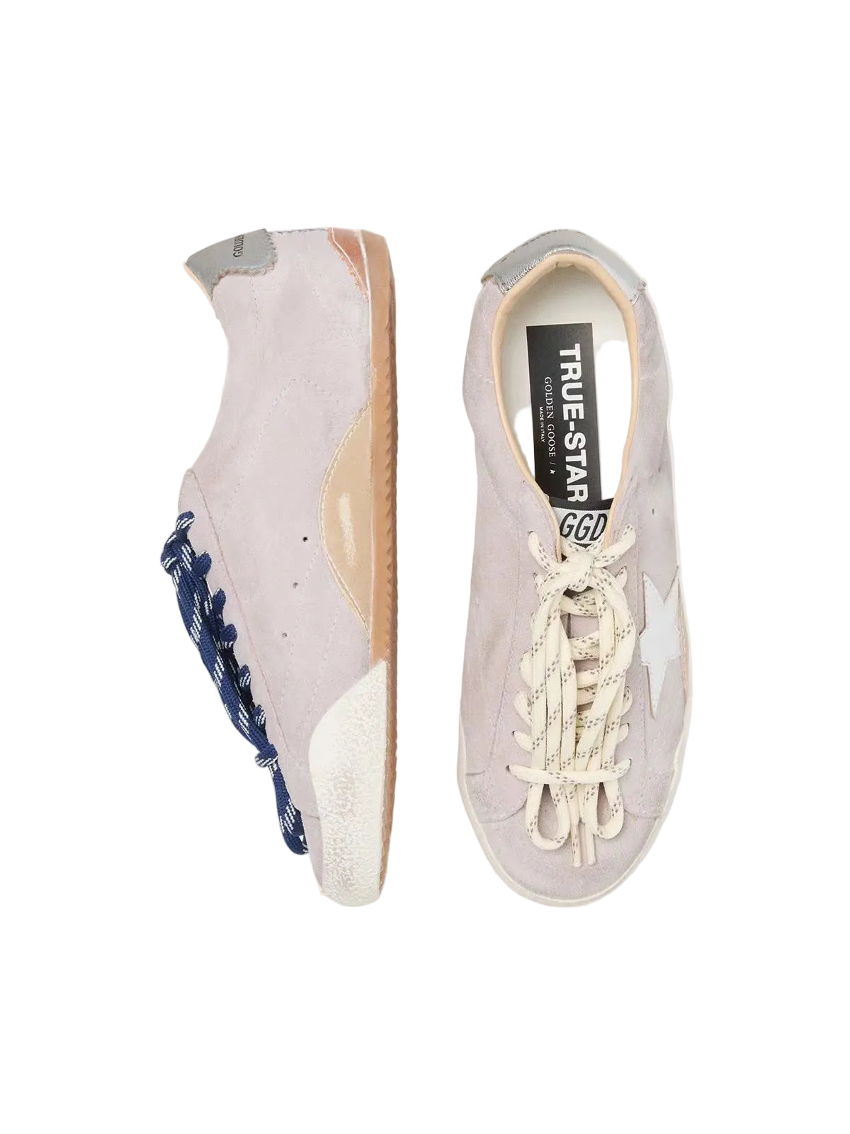 Women's True-Star in pastel pink suede with silver star and heel tab