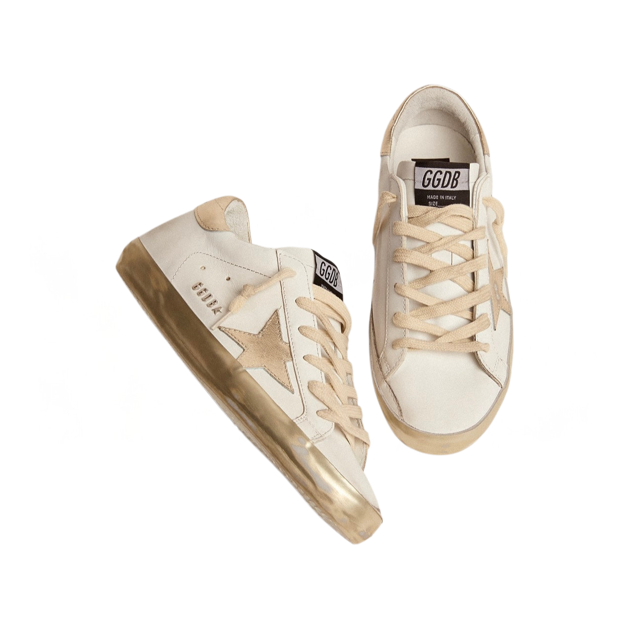 Golden Goose Super-Star with gold sparkle foxing and metal stud lettering(Women's)