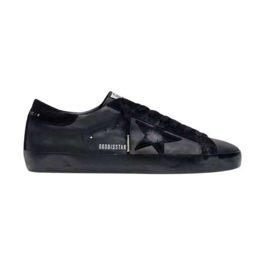 Golden Goose Men's Super-Star in black nappa with black suede star and heel tab