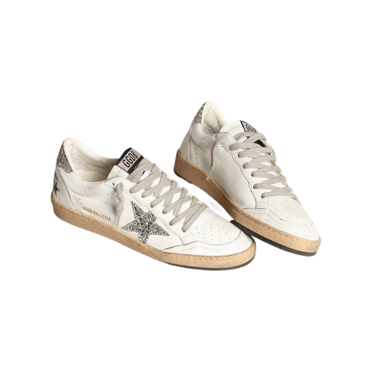 Golden Goose Ball Star in nappa with white star and glitter heel tab(Women's)