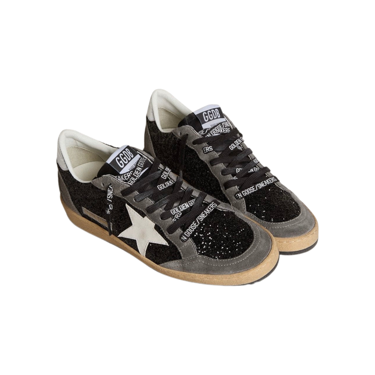 Golden Goose Ball Star in glitter with leather star and metallic leather heel tab(Women's)