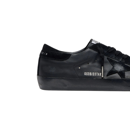 Golden Goose Men's Super-Star in black nappa with black suede star and heel tab