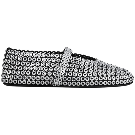 Alaïa Suede Glass-Embellished Ballet Flats
