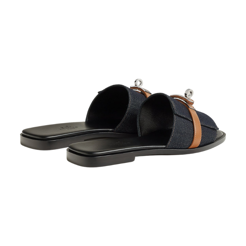 Hermès Giulia sandal 'Bleu Brut / Naturel'