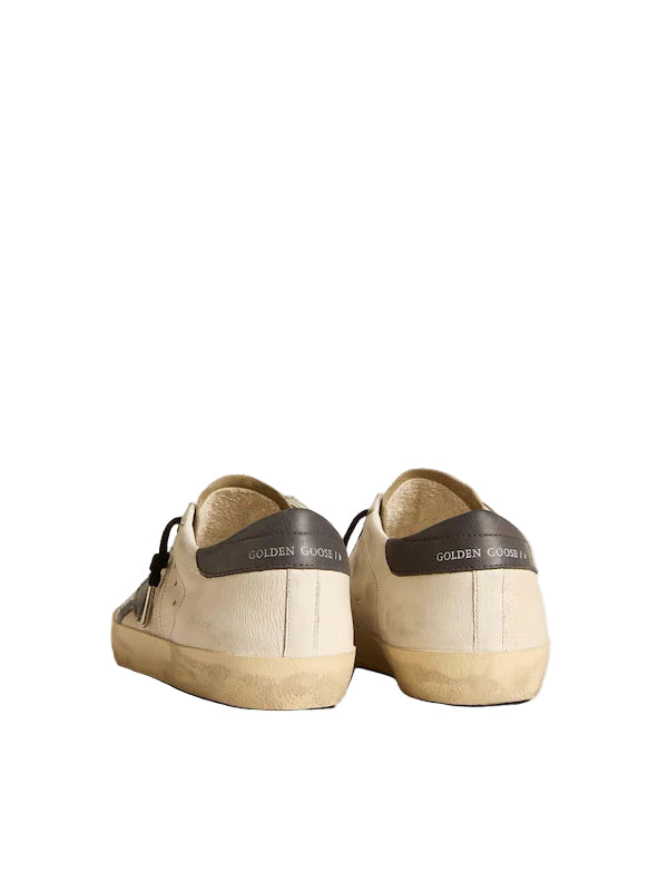 Golden goose Super-Star in nappa leather with light blue suede star and gray leather heel tab