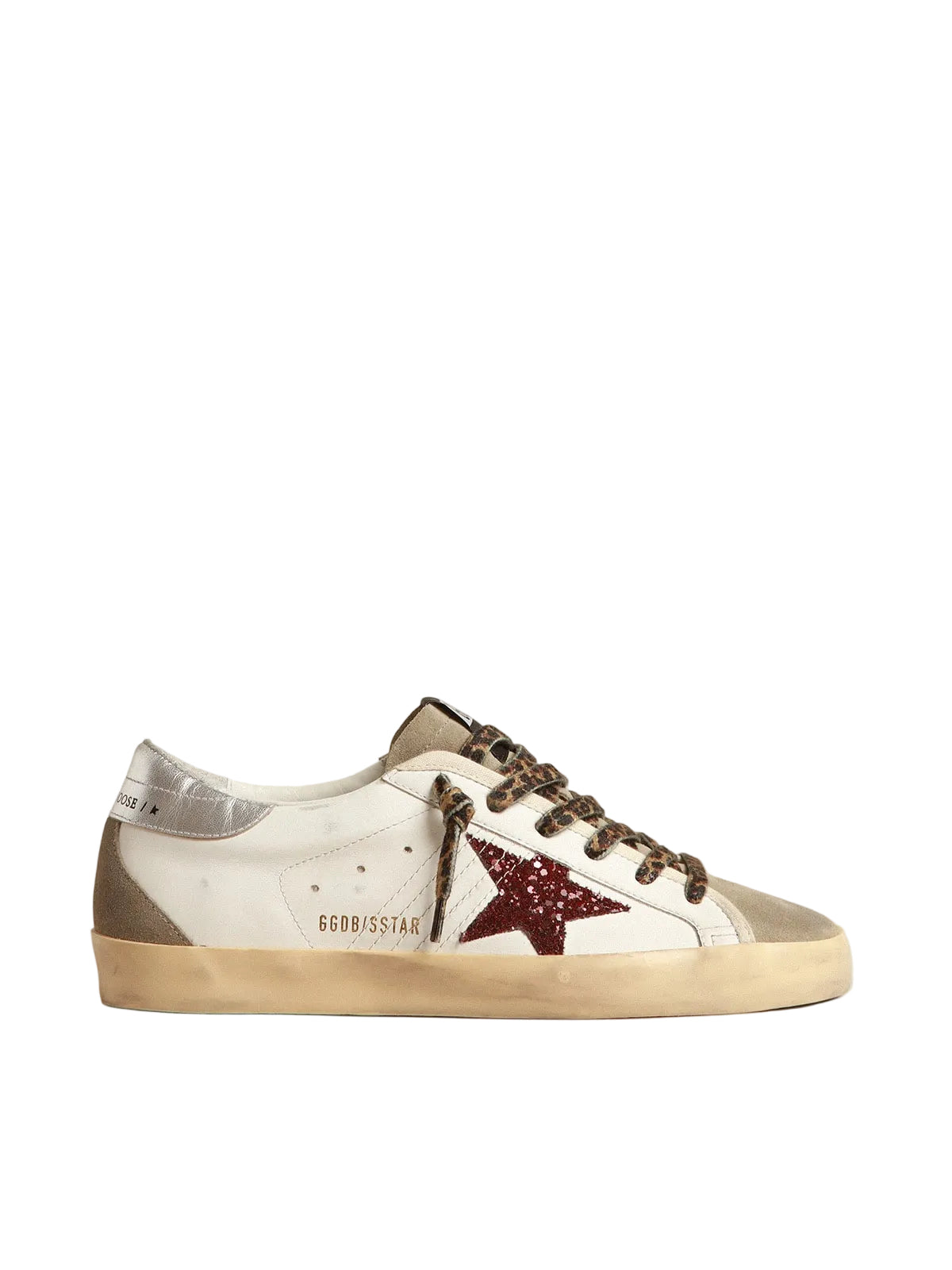 Golden Goose Super-Star with burgundy glitter star and silver heel tab
