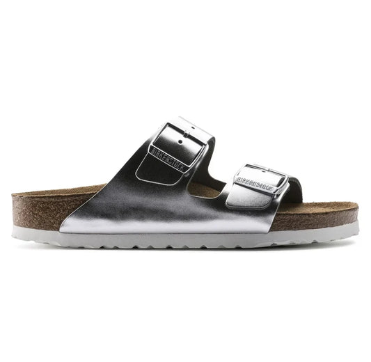 Birkenstock Arizona soft sole genuine leather Silver with a metallic sheen