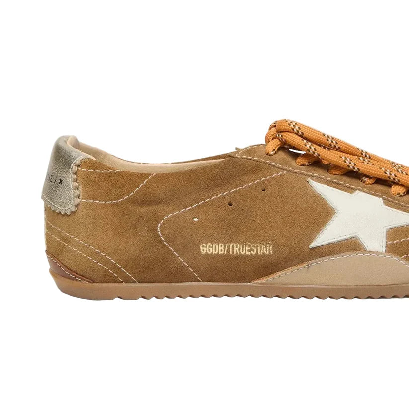 Golden Goose True-Star in tobacco-colored suede with white star and platinum heel tab(Women's)