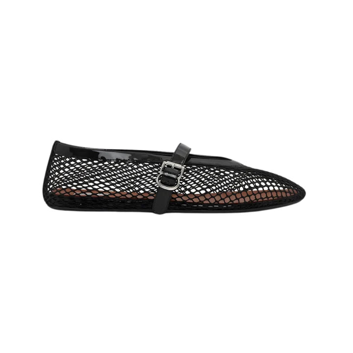 Alaïa Fishnet Ballerina Flats | Black