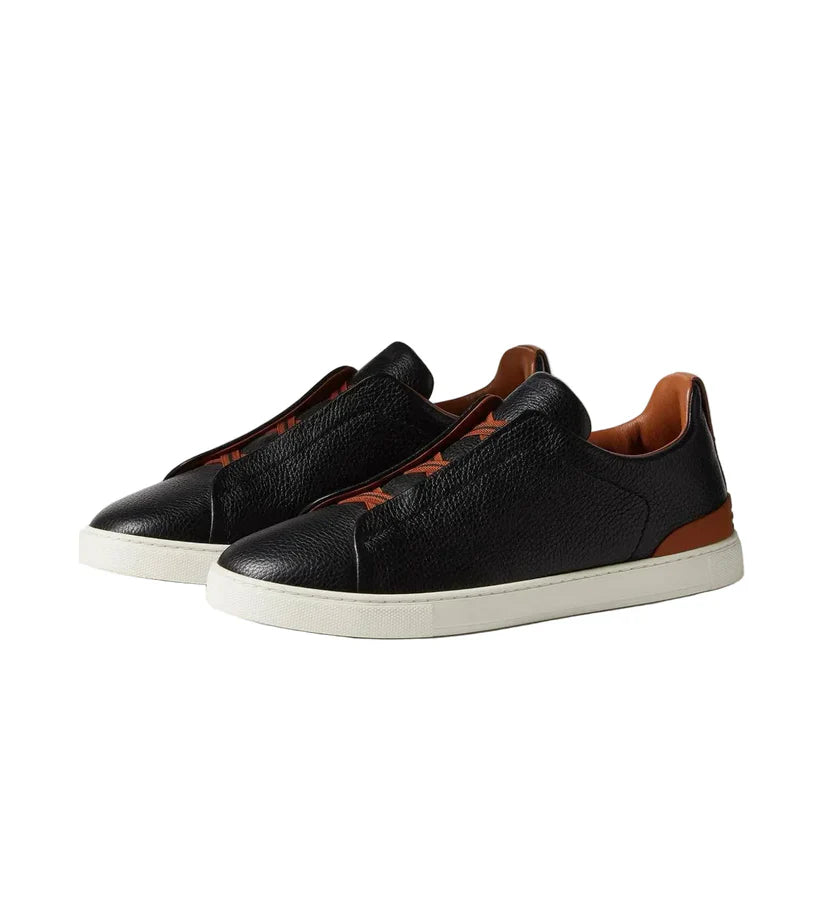 Zegna Triple Stitch™ Genuine Leather Sneakers in Black