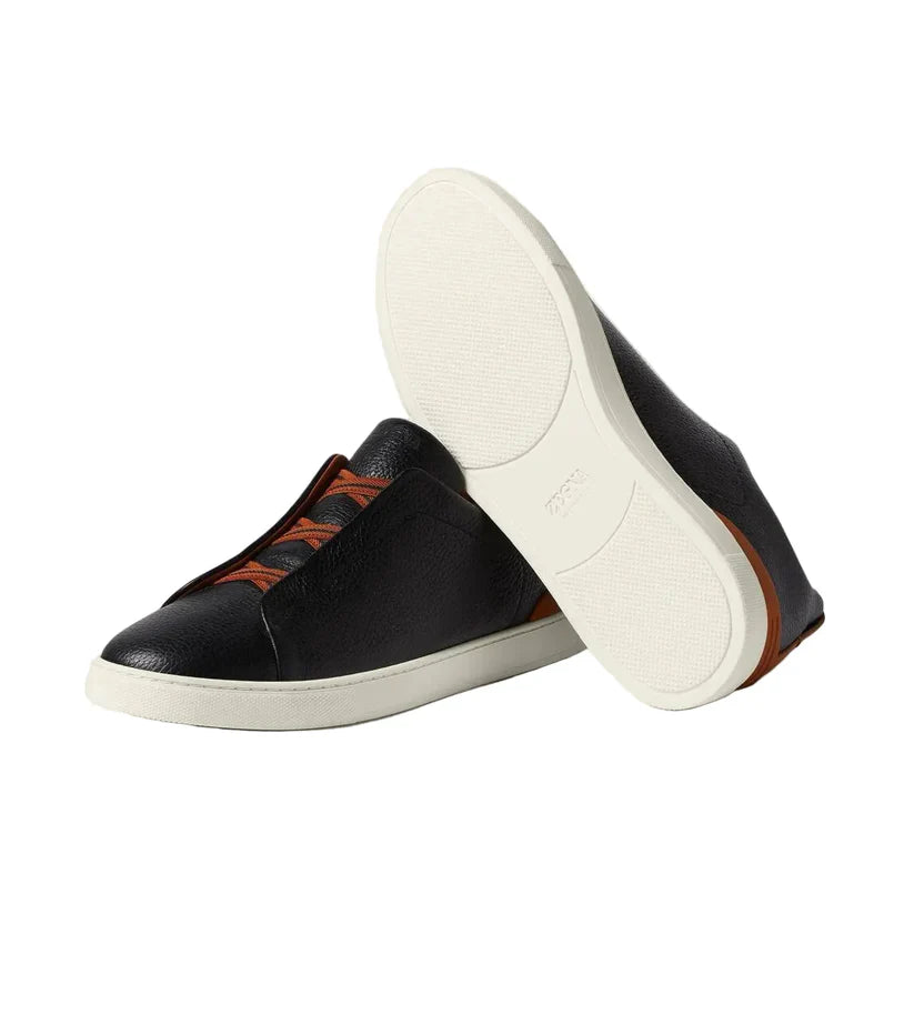 Zegna Triple Stitch™ Genuine Leather Sneakers in Black